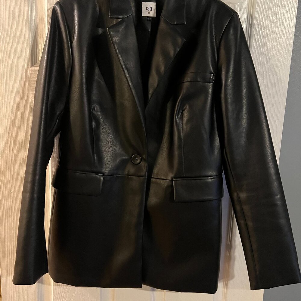 Cabi James Jacket Blazer Faux Leather Black Size medium NWT